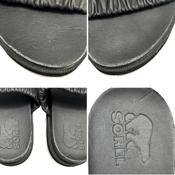 SOREL Roaming Two Strap Slide Slip On Flat Black Sandals Size 10.5 - Picture 3 of 9